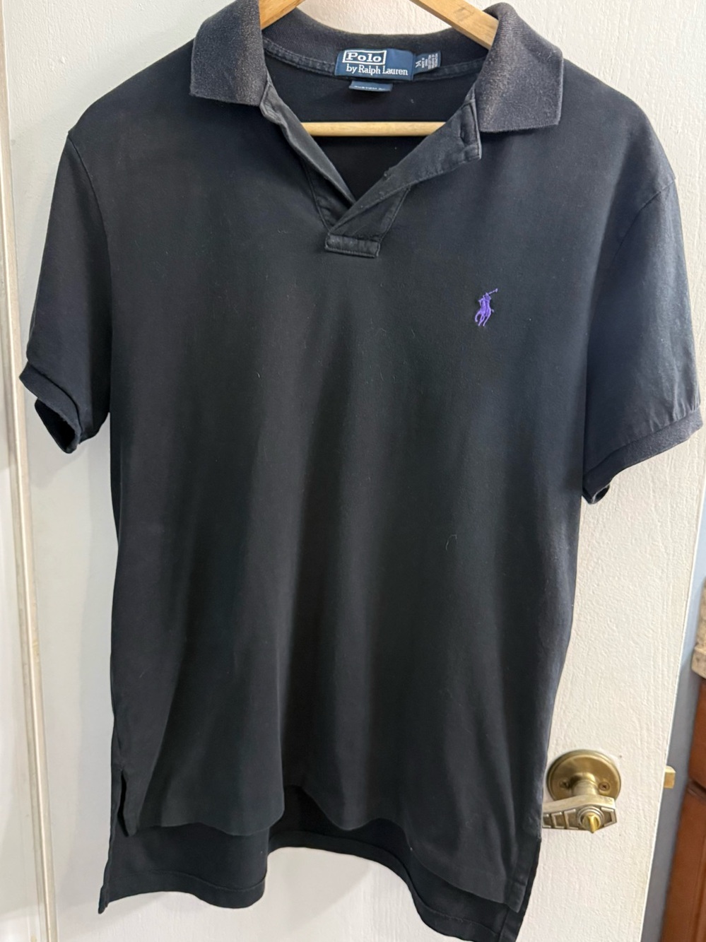 Ralph Lauren Black Polo with Purple Pony Embroidery